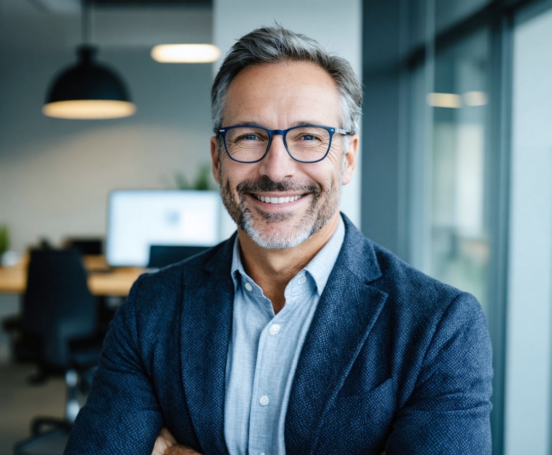 A professional headshot of Julian Vane, the founder of The Narrative Guild